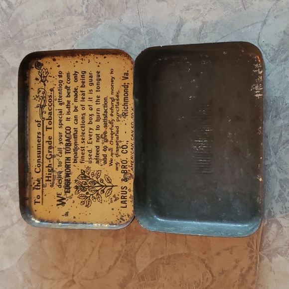 Vintage Edgewood Extra High Grade Plug Slice Tobacco TIN Richmond VIRGINIA - Picture 5 of 5